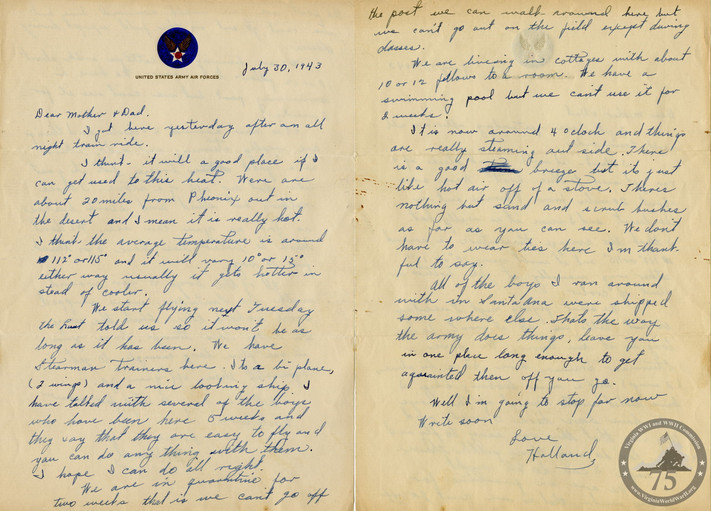Kent Jr., Holland - WWII Letter